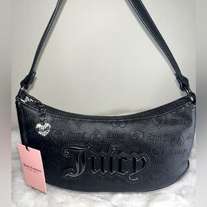 NWT Juicy Couture Black and Silver Shoulder Bag Goth Y2k
